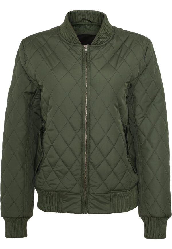 Women's Diamond Quilt Nylon Jacket Olive