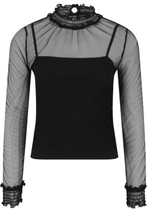 Women's Double-Layer Mesh L/S Black