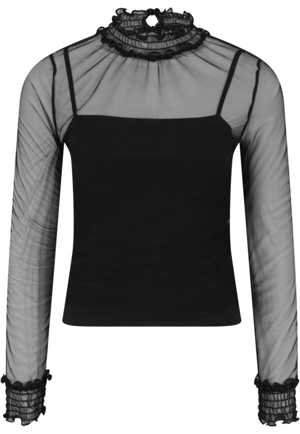 Women's Double-Layer Mesh L/S Black
