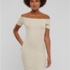 Women's Dress Off Shoulder Rib Cream