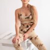 Women's Fitness Set Top + Push Up Leggings - Beige Camel