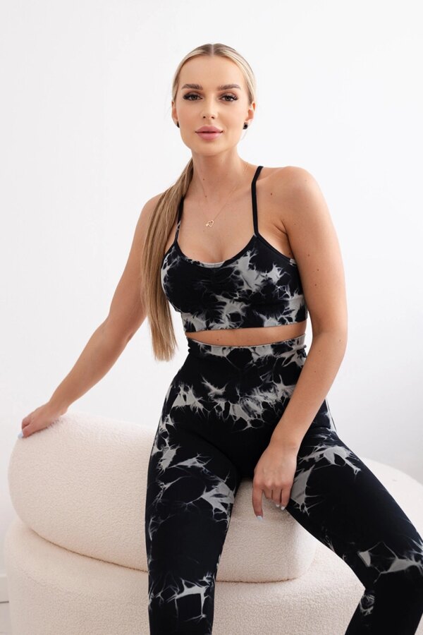 Women's Fitness Set Top + Push Up Leggings - Black