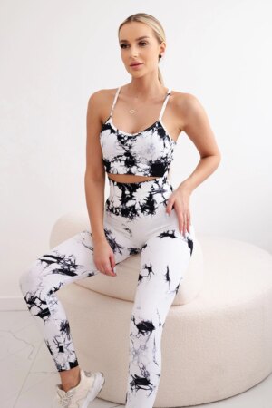 Women's Fitness Set Top + Push Up Leggings - White