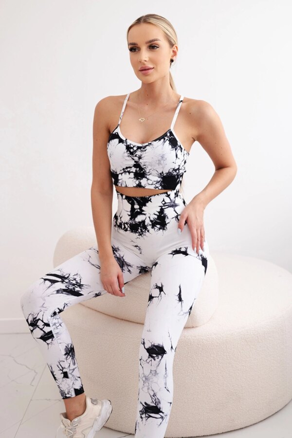 Women's Fitness Set Top + Push Up Leggings - White