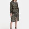 Women's Green Patterned Trench Coat Replay - Women