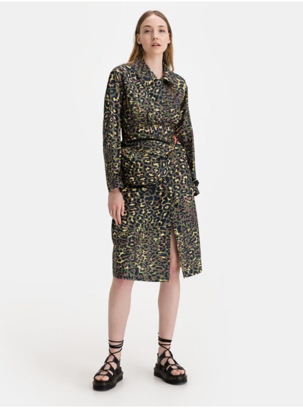 Women's Green Patterned Trench Coat Replay - Women