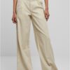 Women's High Canvas Mixed Wide Pants Soft Grass