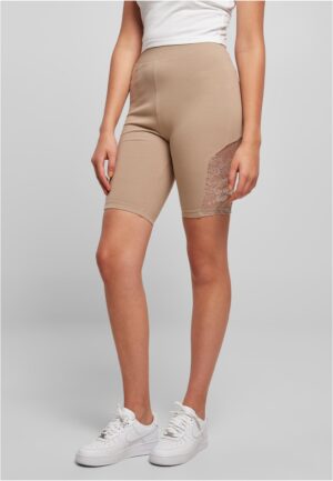 Women's High Waist Cycle Shorts with Lace Insert