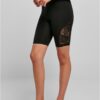Women's High Waist Cycling Shorts with Lace Insert Black