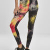 Women's High-Waisted Tie Leggings - Dark Pink/Black