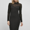 Women's Lace Dress with Turtle Neck Black