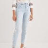 Women's Light Blue Striped Jeans Desigual Agra - Women