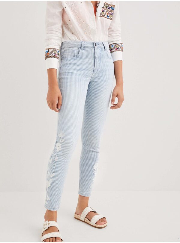 Women's Light Blue Striped Jeans Desigual Agra - Women