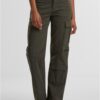 Women's Loose Utility Stretch Twill Olive Cargo Pants