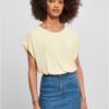 Women's Modal T-Shirt with Extended Shoulder - Soft Yellow