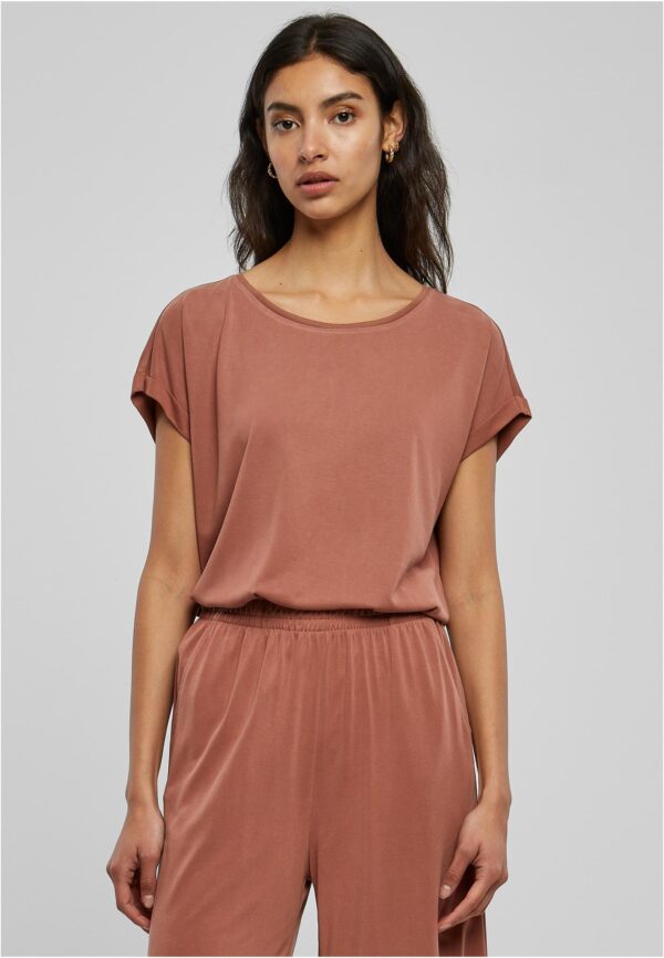 Women's Modal Terracotta T-Shirt with Extended Shoulder