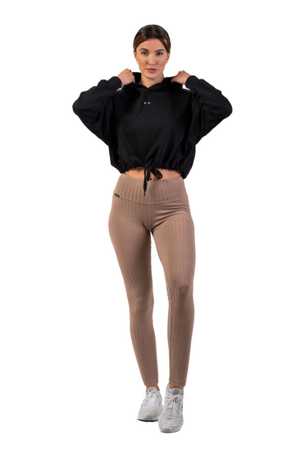 Women's Nebbia Organic Cotton Ribbed High Waist Leggings 405 brown S