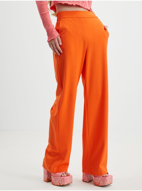 Women's Orange Wide Trousers VERO MODA Cookie Lis - Women