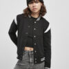 Women's Organic College Sweat Jacket Sweatshirt Black/White