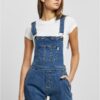 Women's Organic Dungaree Shorts Clear Blue Washed