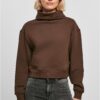 Women's Organic Short High Neck Crew Brown
