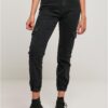 Women's Organic Stretch Denim Cargo Pants Black Washed