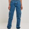 Women's Organic Stretch Denim Cargo Pants Sheer Blue Washed
