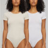 Women's Organic Stretch Jersey Body - 2-Pack White+Beige