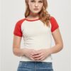 Women's Organic Stretch Short Retro Baseball T-Shirt White Sand/Huge