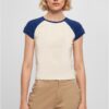 Women's Organic Stretch Short Retro Baseball T-Shirt White Sand/Space Blue