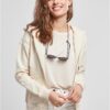 Women's Organic Terry Zipper Hooded Fabric White Sand