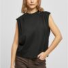 Women's Organic Top with Heavy Pleated Shoulder in Black