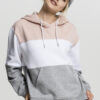 Women's Oversize 3-Tone Light Pink/White/Grey Hooded Oversize