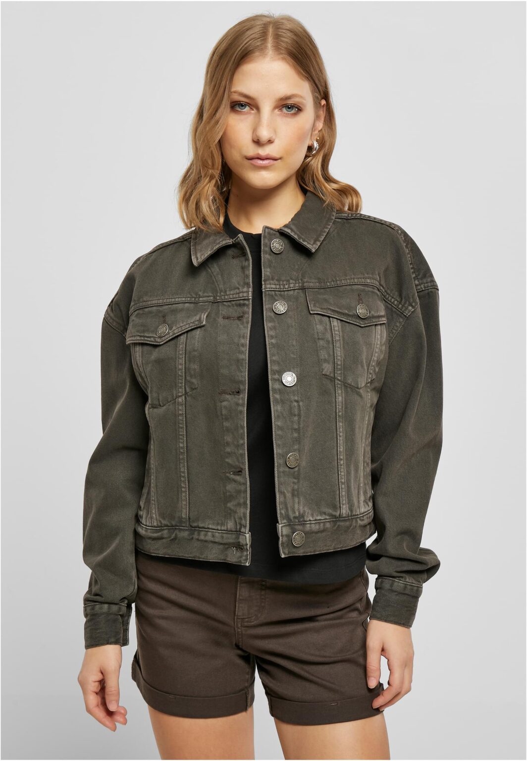 Women's Oversized Colorful Denim Jacket Brown