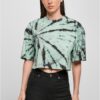 Women's Oversized Cropped Tie Dye Tee Black/Green