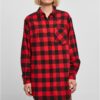 Women's Oversized Flannel Shirt Dress Black/Red