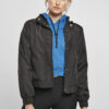 Women's Oversized Glossy Crinkle Nylon Jacket Black