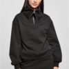 Women's Oversized High Neck Troyer Crew Black