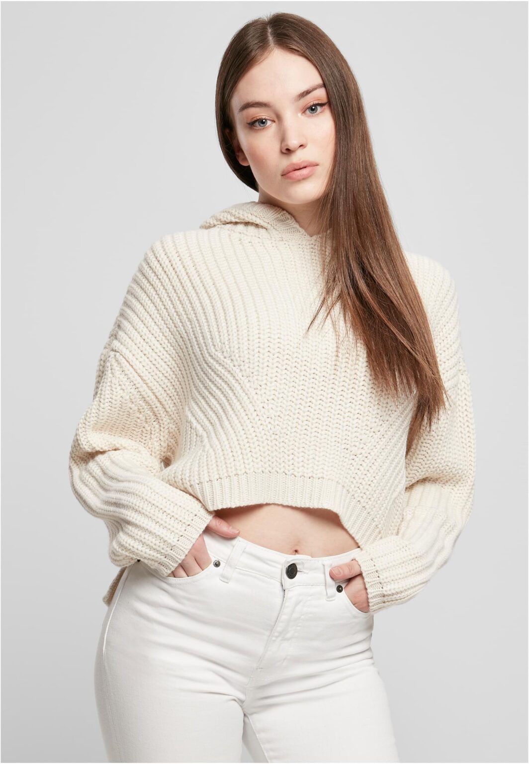 Women's Oversized Hooded Sweater - Cream