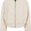 Women's Oversized Jacket Sherpa Bomber Jacket whitesand
