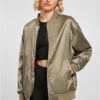 Women's Oversized Satin Bomber Jacket Softolive
