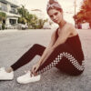 Women's Plaid Leggings Blk/Chess
