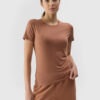 Women's Plain T-Shirt slim 4F - brown