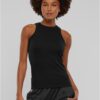 Women's Racer Back Rib Tank Top - 2 Pack Black+Black
