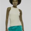 Women's Racer Back Rib Tank Top - Cream
