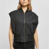 Women's Recycled Short Bomber Vest Black