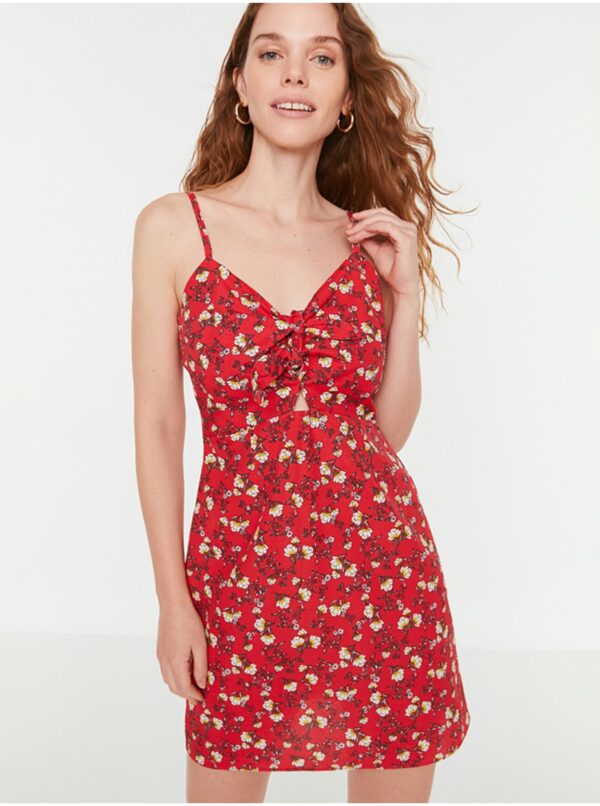 Women's Red Floral Short Strappy Dress Trendyol - Women's
