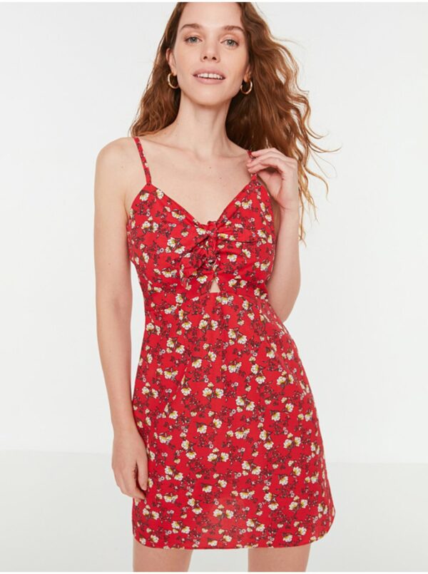 Women's Red Floral Short Strappy Dress Trendyol - Women's