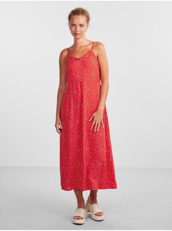 Women's Red Patterned Maxi Dress Pieces Nya - Women