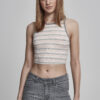 Women's Rib Stripe Cropped Top Pink/White/Grey